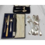 A small quantity of silver plated cased and loose cutlery