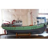 A model of the Nordkap '476' a typical 1970's North Sea fishing trawler with lime green and gray