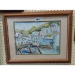 R.W. Oates: a framed watercolour entitled 'Polperro' - signed and dated '97