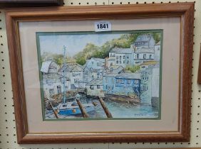 R.W. Oates: a framed watercolour entitled 'Polperro' - signed and dated '97