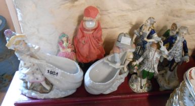 A quantity of assorted figurines including Dresden style and other German examples, Coalport