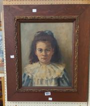 M. Thuel: an oak framed late Victorian oil on canvas portrait of 'Kathleen O'Neill aged 6 years' -