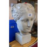 A large cast plaster bust of a classical lady