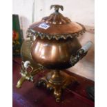 A 19th Century samovar with brass tap and opaque glass handles