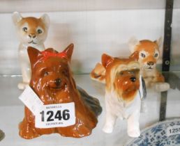 A Beswick Yorkshire Terrier figurine No 1944, a similar 'Best of Breed' model - sold with two USSR