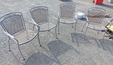 Four metal garden chairs