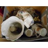 A box containing a quantity of assorted ceramic and other collectable items including Wood & Sons
