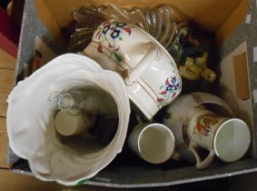 A box containing a quantity of assorted ceramic and other collectable items including Wood & Sons