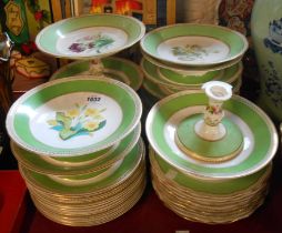 A 19th Century bone china dessert set comprising comports and plates each decorated with a floral