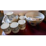 A set of six Crown Staffordshire bone china coffee cans and saucers in the Black Victoria