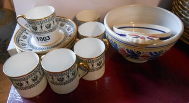 A set of six Crown Staffordshire bone china coffee cans and saucers in the Black Victoria