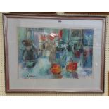 A.M. Longley: a silvered framed large format pastel drawing entitled 'Still Life with Apples' -