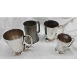 A pair of vintage silver plated tankards - sold with another similar and a pewter Grand National