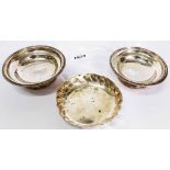 A pair of Mappin & Webb silver bon bon dishes of footed design - sold with a silver pin tray