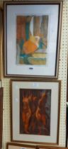 Dudley Holland: two framed vintage polychrome prints, one entitled 'Still Life Design' - signed in