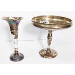 A marked 'sterling' pedestal bowl (stem base creased) - sold with an English silver trumpet vase