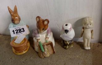 Two Beswick Beatrix Potter figurines - sold with a ceramic bird whistle and Japanese porcelain