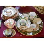 A quantity of assorted ceramics including French porcelain saucer with hand painted bird