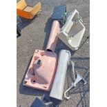 An old hand basin with taps and pedestal - sold with a pink similar (no taps), etc. - various
