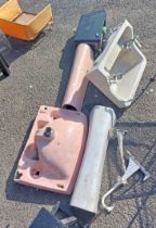 An old hand basin with taps and pedestal - sold with a pink similar (no taps), etc. - various