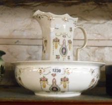 A Victorian toilet jug and bowl