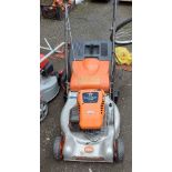 A Flymo Quicksilver 46 SDR petrol lawn mower with Briggs & Stratton '40 Series' 4 stroke engine