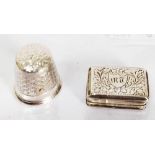 A silver vinaigrette by John Lily with gilt interior and hinged grille - Birmingham 1832 - sold with