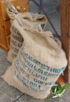 A hessian sack containing a quantity of kindling - sold with a hessian sack containing a quantity of