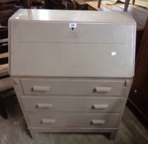 A 73cm 20th Century oak bureau with later painted finish, part fitted interior and three long