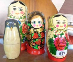 Three decorative Russian dolls - sold with a penguin similar