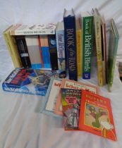 A box containing a quantity of hardback and other books including three Harry Potter titles,
