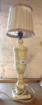 A vintage alabaster table lamp of classical urn form - sold with shade