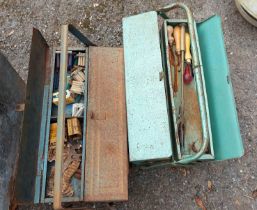 Two cantilever toolboxes containing a quantity of tools