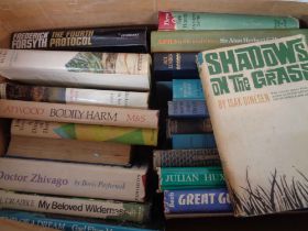 A collection of mainly vintage hardback novels and other books including works by Julian Huxley,