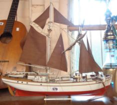 A model of a modern two masted sailboat named the Lilla Dan - a/f