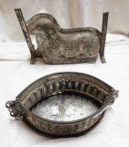 Two vintage pressed tin jelly moulds