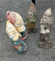 Five assorted garden gnomes
