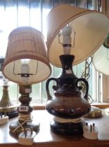 Two retro pottery table lamps