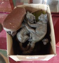 A box containing a quantity of metal and resin animal and other figurines