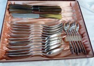 A boxed set of continental silver plated cutlery