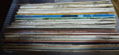 A crate containing a quantity of assorted LP records including Shirley Bassey, Jack Jones, etc.