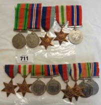 A quantity of assorted Second World War medal groups on bars with ribbons