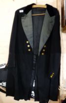 An old frock coat with brass livery buttons, velvet collar and label for Vincenzo D'Elia Cairo -