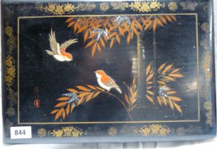 A vintage Japanese lacquered musical photo album of box form decorated with birds amidst foliage -