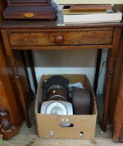 A 65cm 19th Century mahogany and ebony strung side table with frieze drawer, set on slender ring