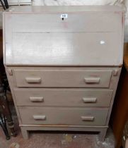 A 73cm 20th Century oak bureau with later painted finish, part fitted interior and three long