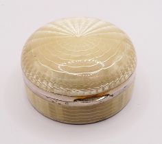 A 5cm diameter vintage marked 925 and cream enamelled trinket box stamped S. Ltd. - hinge mount