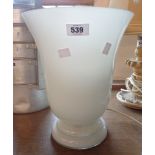 An opaque glass table lamp of vase form