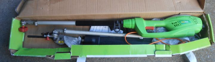 A boxed Florabest cordless long reach hedge trimmer