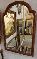 A late Victorian walnut framed Queen Anne style wall mirror - from a dressing table